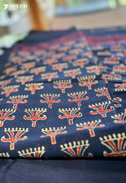 Pond Picnic Jaipur Blue Handblock 100% Cotton Saree - Seven Sarees - Saree - Seven Sarees