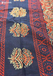 Pond Picnic Jaipur Blue Handblock 100% Cotton Saree - Seven Sarees - Saree - Seven Sarees