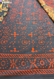 Pond Picnic Jaipur Blue Handblock 100% Cotton Saree - Seven Sarees - Saree - Seven Sarees