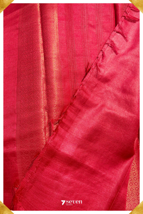 Poppy Chattisgarh Red Pure Kosa Silk Saree|Silk Mark Certified - Seven Sarees - Saree - Seven Sarees