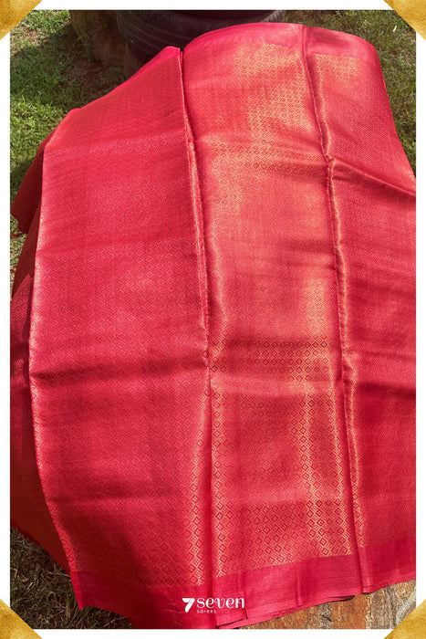 Poppy Chattisgarh Red Pure Kosa Silk Saree|Silk Mark Certified - Seven Sarees - Saree - Seven Sarees