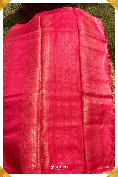 Poppy Chattisgarh Red Pure Kosa Silk Saree|Silk Mark Certified - Seven Sarees - Saree - Seven Sarees