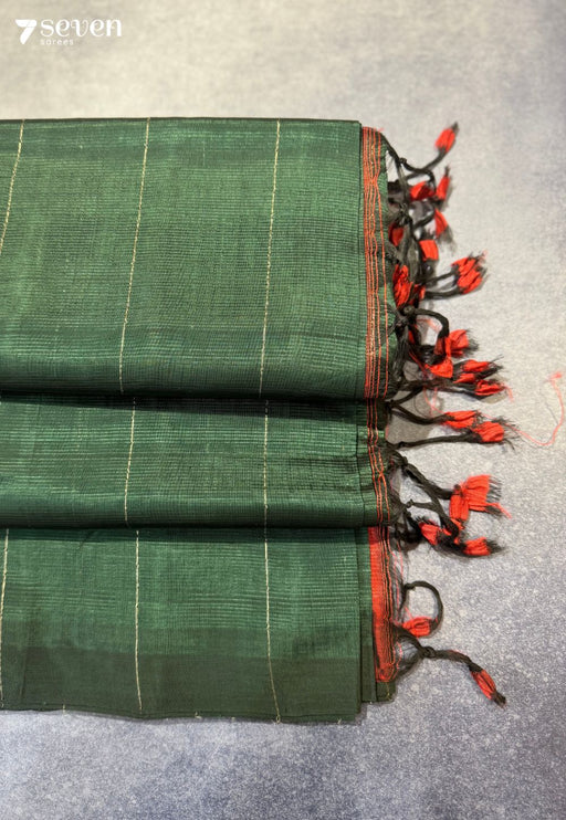 Prakruthi Mangalagiri Handloom Green Vegan Silk Saree - Seven Sarees - Saree - Seven Sarees