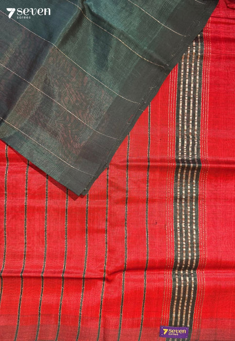 Prakruthi Mangalagiri Handloom Green Vegan Silk Saree - Seven Sarees - Saree - Seven Sarees