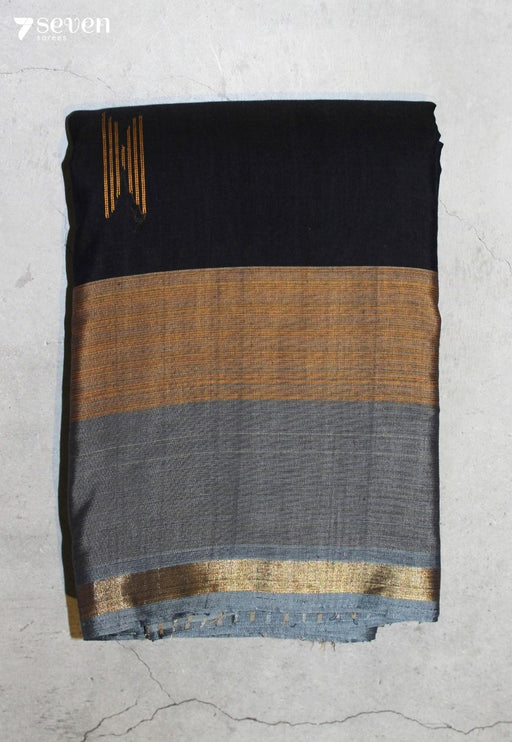 Pranika Signature Seven Handloom Black Bangalore Pure Cotton Saree