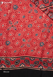 Pratyusha Kutch Red Pure Handmade Ajrakh Modal with Handpasted Mirrors - view 4