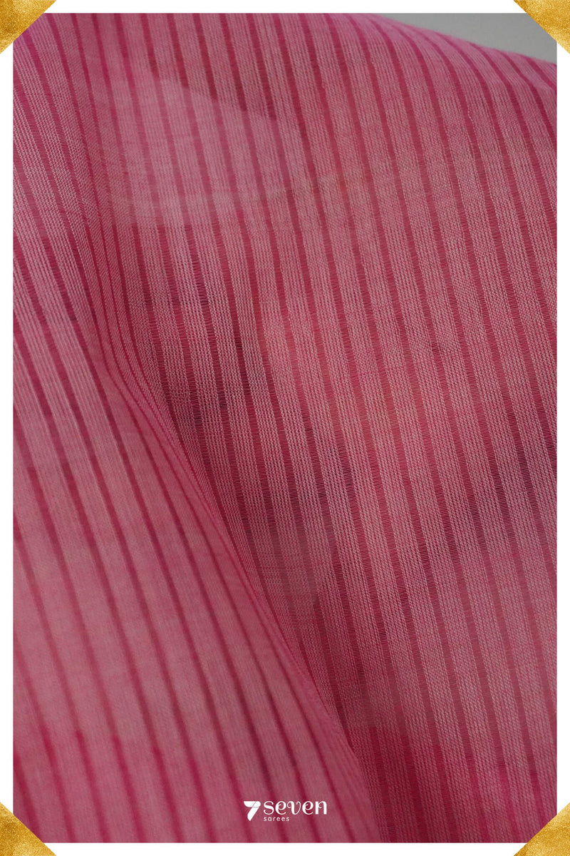 Preeti Mangalagiri Handloom White/Pink Pure Cotton Saree - Seven Sarees - Saree - Seven Sarees