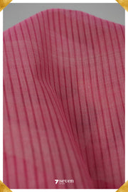 Preeti Mangalagiri Handloom White/Pink Pure Cotton Saree - Seven Sarees - Saree - Seven Sarees