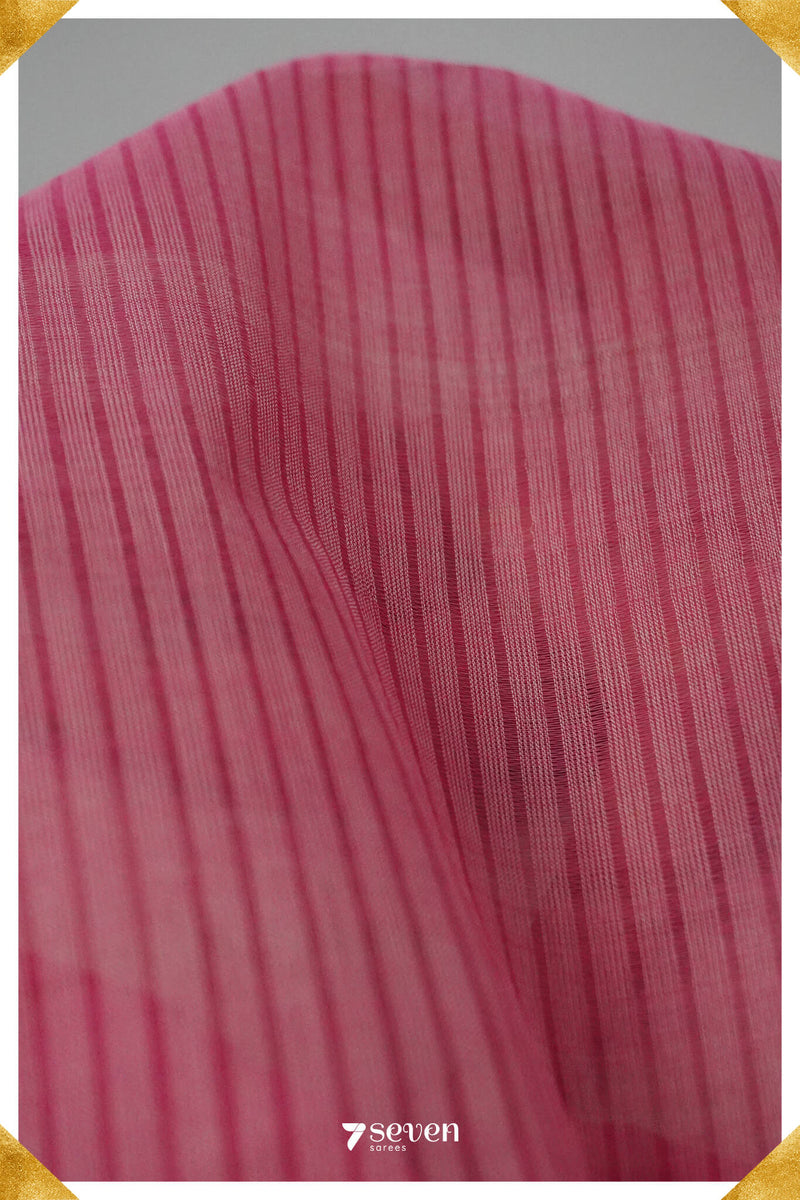 Preeti Mangalagiri Handloom White/Pink Pure Cotton Saree - Seven Sarees - Saree - Seven Sarees