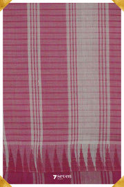 Preeti Mangalagiri Handloom White/Pink Pure Cotton Saree - Seven Sarees - Saree - Seven Sarees