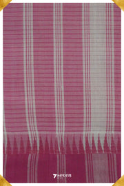 Preeti Mangalagiri Handloom White/Pink Pure Cotton Saree - Seven Sarees - Saree - Seven Sarees