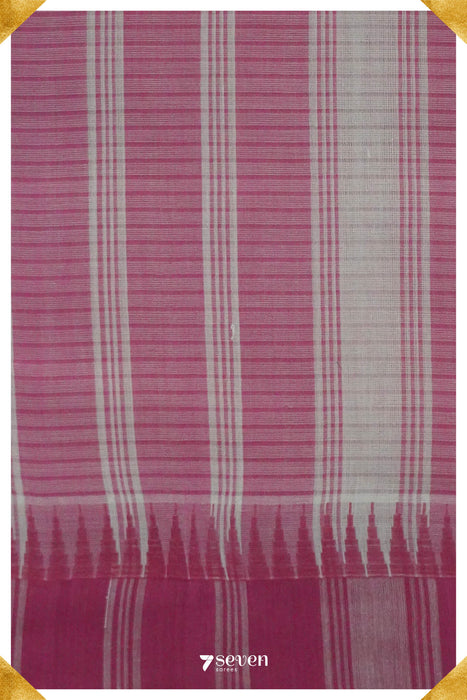 Preeti Mangalagiri Handloom White/Pink Pure Cotton Saree - Seven Sarees - Saree - Seven Sarees