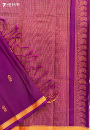 Purple Mango Signature Seven Handloom Violet Bangalore Pure Cotton Saree - Seven Sarees - Saree - Seven Sarees