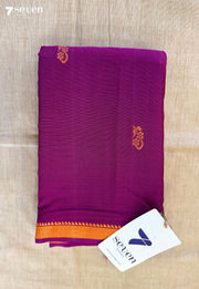 Purple Mango Signature Seven Handloom Violet Bangalore Pure Cotton Saree - Seven Sarees - Saree - Seven Sarees