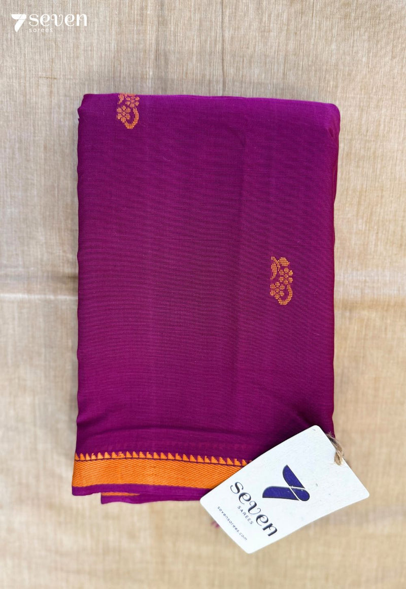 Purple Mango Signature Seven Handloom Violet Bangalore Pure Cotton Saree - Seven Sarees - Saree - Seven Sarees