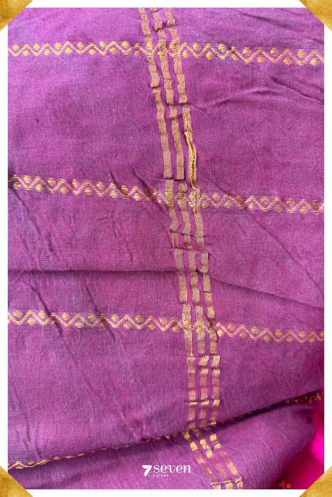 Puththala Madurai Pink Handmade Pure Cotton Sungudi Kolam Lines Saree - Seven Sarees - Saree - Seven Sarees