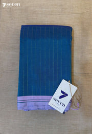 Raatrani Silk Signature Seven Handloom Peacock Blue Bangalore Vegan Silk Saree - Seven Sarees - Saree - Seven Sarees