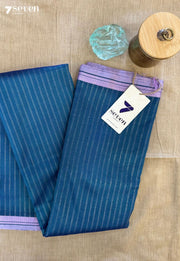 Raatrani Silk Signature Seven Handloom Peacock Blue Bangalore Vegan Silk Saree - Seven Sarees - Saree - Seven Sarees