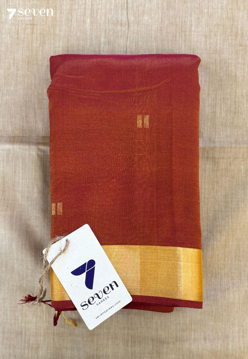 Raga Honey Signature Seven Handloom Orange Bangalore Vegan Silk Saree - Seven Sarees - Saree - Seven Sarees