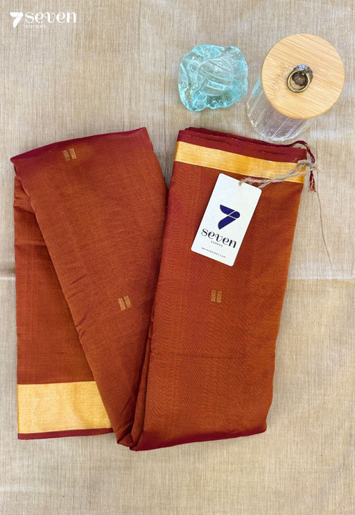 Raga Honey Signature Seven Handloom Orange Bangalore Vegan Silk Saree - Seven Sarees - Saree - Seven Sarees