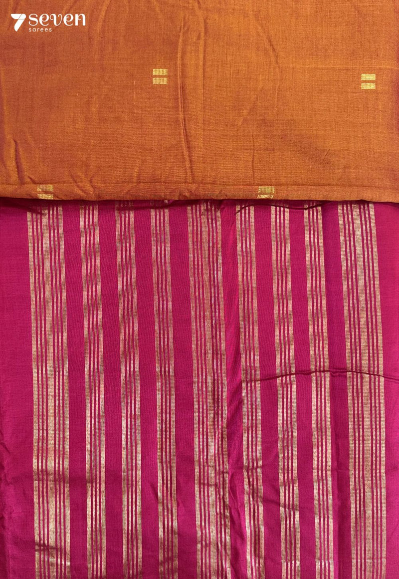 Raga Honey Signature Seven Handloom Orange Bangalore Vegan Silk Saree - Seven Sarees - Saree - Seven Sarees
