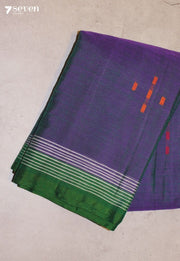 Raginiya Signature Seven Handloom Purple Bangalore Pure Cotton Saree - Seven Sarees - Saree - Seven Sarees