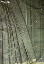 Rainwashed Handloom Green Pure Tussar Silk(Kosa) Saree| Silk Mark Certified - Seven Sarees - Saree - Seven Sarees