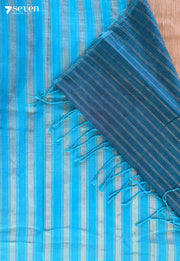 Rainy Cloud Signature Seven Handloom Blue Bangalore Vegan Silk Saree - Seven Sarees - Saree - Seven Sarees