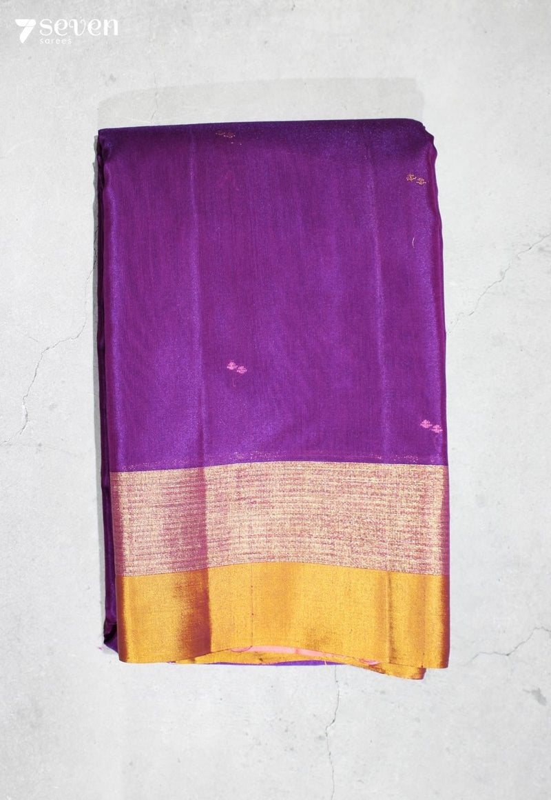 Rajahamsini Signature Seven Handloom Purple Bangalore Pure Silk Cotton Saree - Seven Sarees - Saree - Seven Sarees