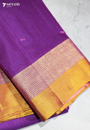 Rajahamsini Signature Seven Handloom Purple Bangalore Pure Silk Cotton Saree - Seven Sarees - Saree - Seven Sarees