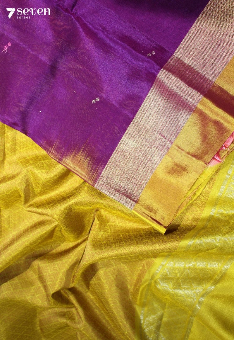 Rajahamsini Signature Seven Handloom Purple Bangalore Pure Silk Cotton Saree - Seven Sarees - Saree - Seven Sarees