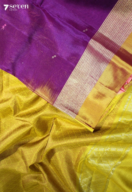 Rajahamsini Signature Seven Handloom Purple Bangalore Pure Silk Cotton Saree - Seven Sarees - Saree - Seven Sarees