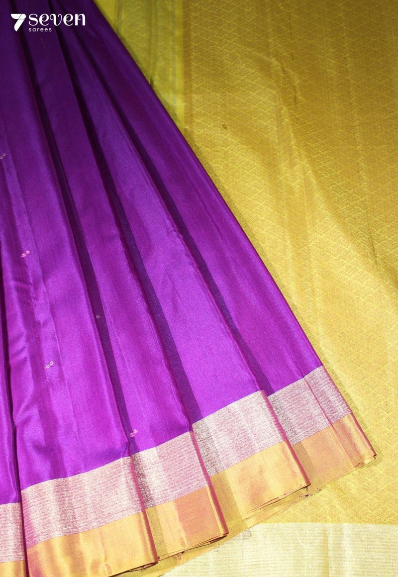 Rajahamsini Signature Seven Handloom Purple Bangalore Pure Silk Cotton Saree - Seven Sarees - Saree - Seven Sarees