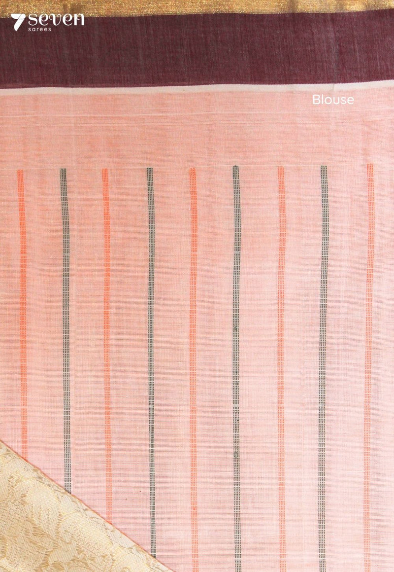 Rajanika Signature Seven Handloom Peach Bangalore Pure Cotton Saree - view 4