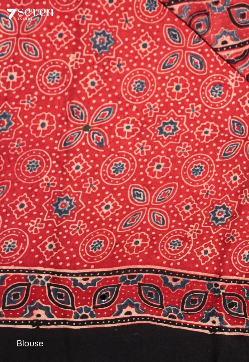 Rajasvi Kutch Red Pure Handmade Ajrakh Modal with Handpasted Mirrors - view 4