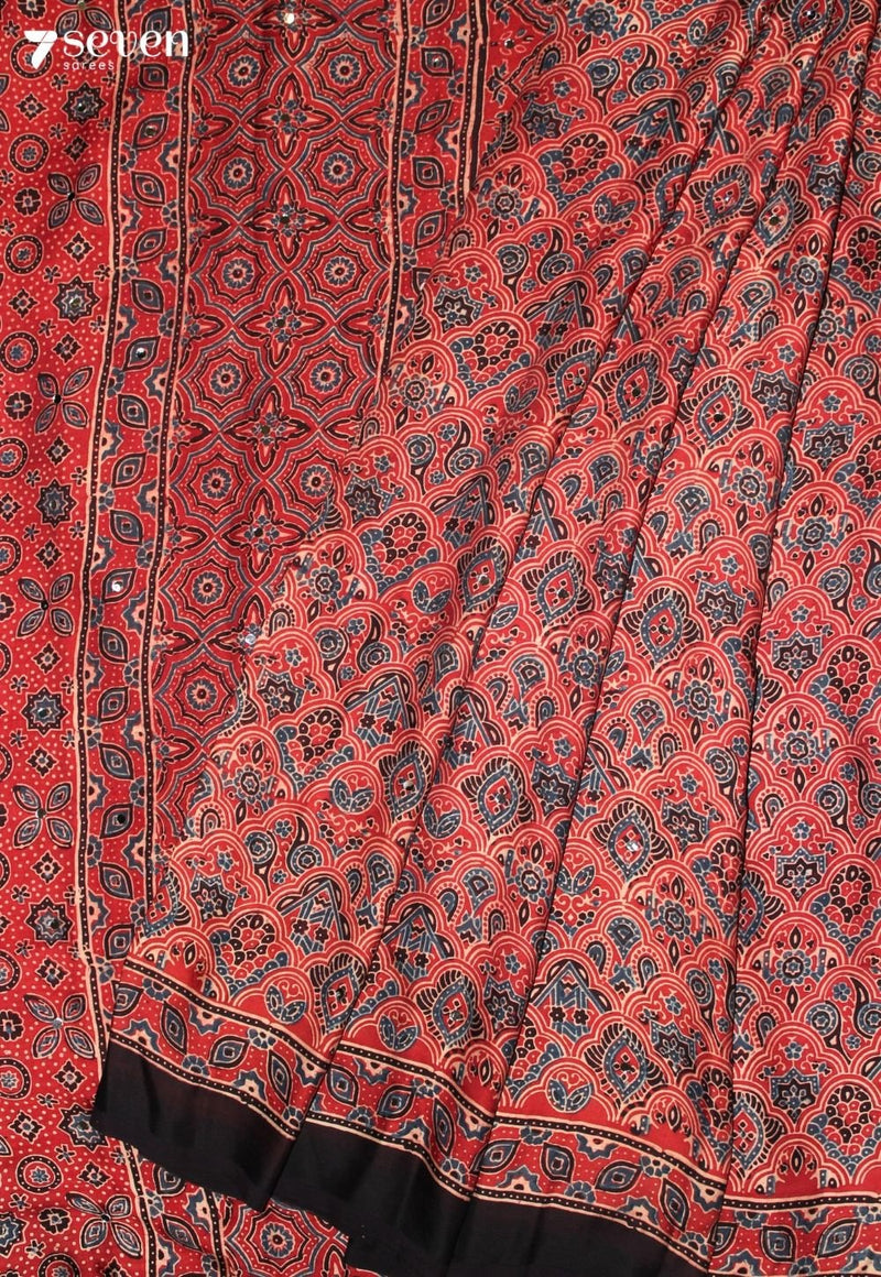Rajasvi Kutch Red Pure Handmade Ajrakh Modal with Handpasted Mirrors - view 1