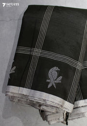 Rajavallari Signature Seven Handloom Dark Green Bangalore Vegan Silk Saree - Seven Sarees - Saree - Seven Sarees