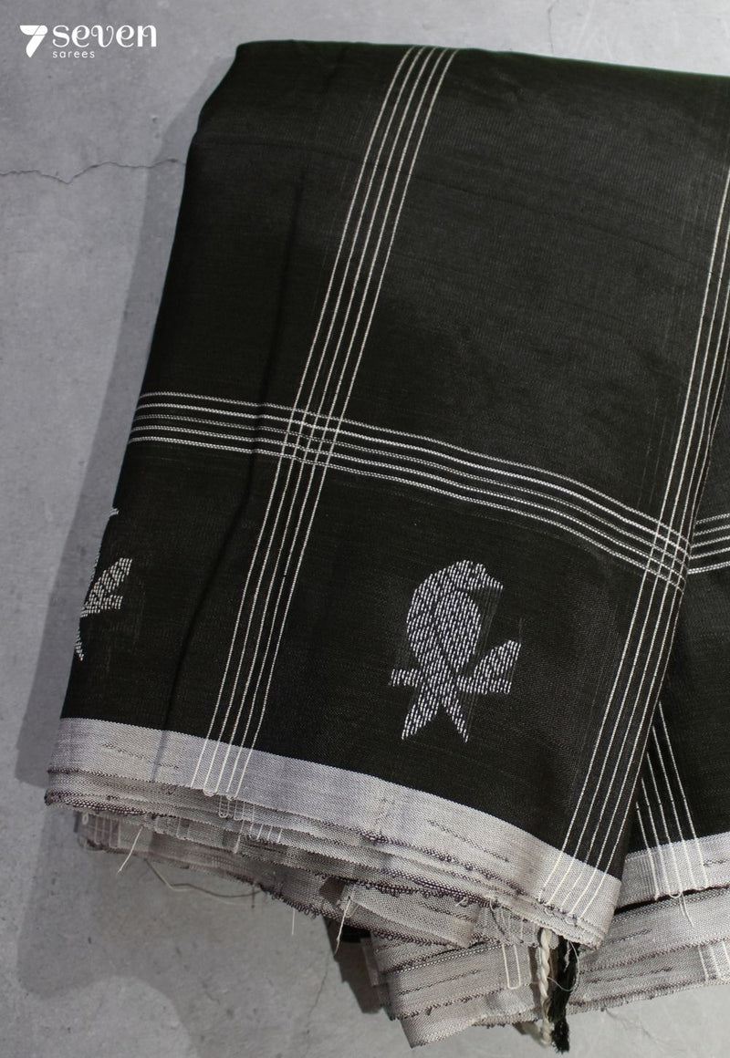 Rajavallari Signature Seven Handloom Dark Green Bangalore Vegan Silk Saree - Seven Sarees - Saree - Seven Sarees