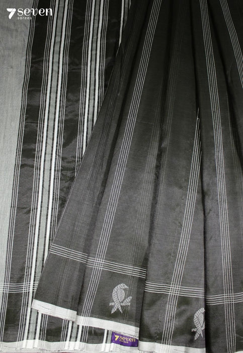 Rajavallari Signature Seven Handloom Dark Green Bangalore Vegan Silk Saree - Seven Sarees - Saree - Seven Sarees