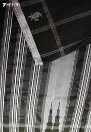 Rajavallari Signature Seven Handloom Dark Green Bangalore Vegan Silk Saree - Seven Sarees - Saree - Seven Sarees