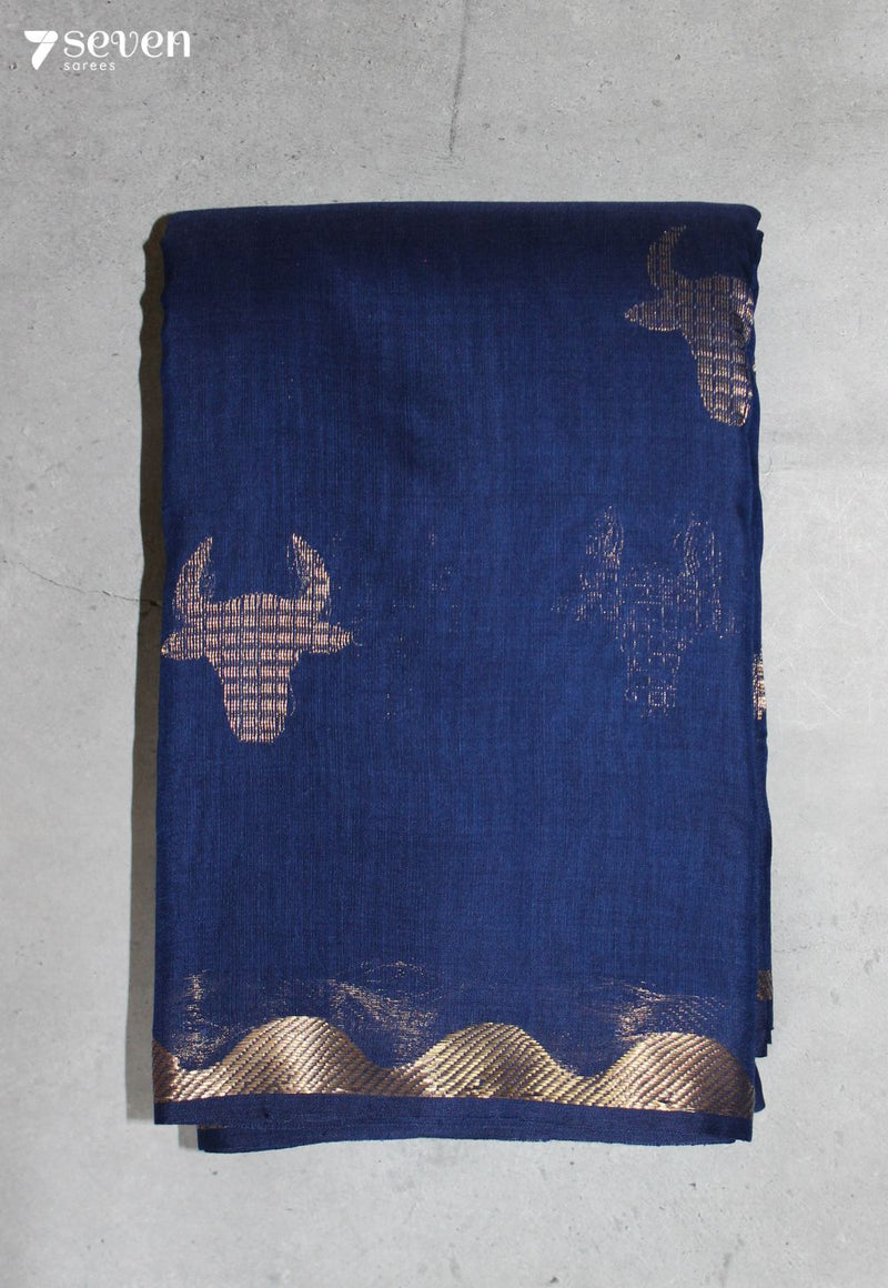 Ranjika Signature Seven Handloom Blue Bangalore Pure Cotton Saree - Seven Sarees - Saree - Seven Sarees