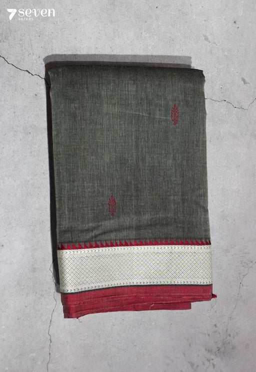 Rasa Signature Seven Handloom Grey Bangalore Pure Cotton Saree - Seven Sarees - Saree - Seven Sarees