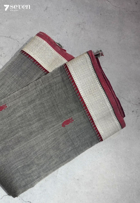Rasa Signature Seven Handloom Grey Bangalore Pure Cotton Saree - Seven Sarees - Saree - Seven Sarees