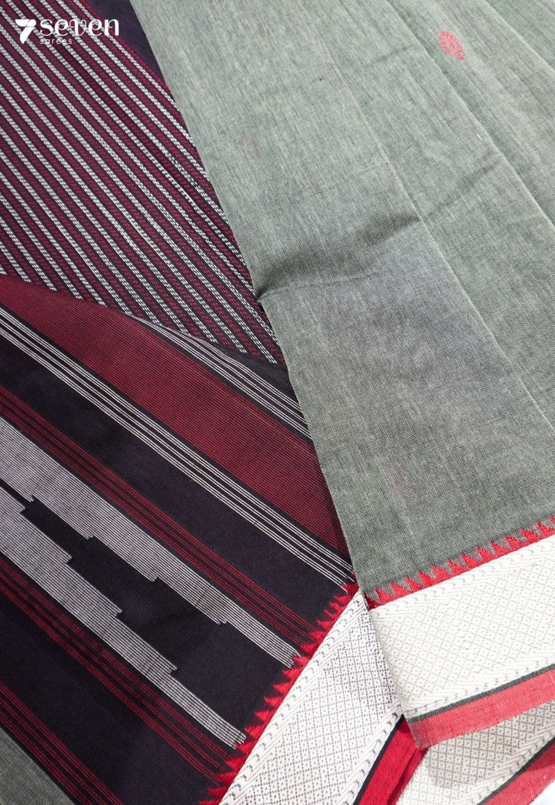 Rasa Signature Seven Handloom Grey Bangalore Pure Cotton Saree - Seven Sarees - Saree - Seven Sarees