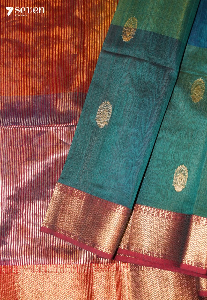 Rashmika Maheshwari Handloom Green Silk Cotton Saree - Seven Sarees - Seven Sarees