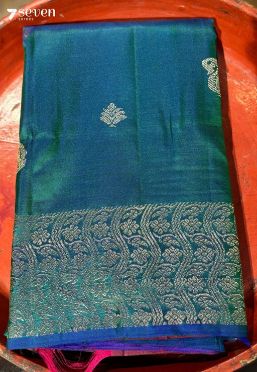 Raspberry Signature Seven Handloom Peacock blue/Pink Bangalore Pure Silk Saree|Silk Mark Certified - Seven Sarees - Saree - Seven Sarees