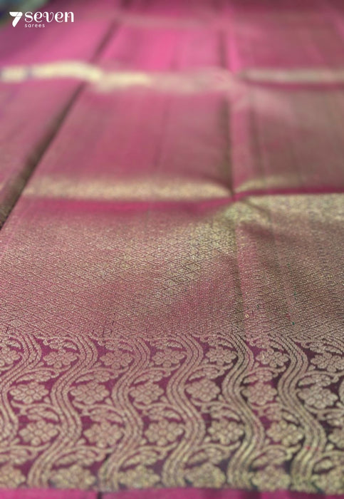Raspberry Signature Seven Handloom Peacock blue/Pink Bangalore Pure Silk Saree|Silk Mark Certified - Seven Sarees - Saree - Seven Sarees