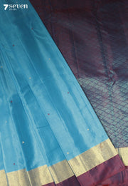 Ratnamysuri Signature Seven Handloom Blue Bangalore Pure Silk Cotton Saree - Seven Sarees - Saree - Seven Sarees