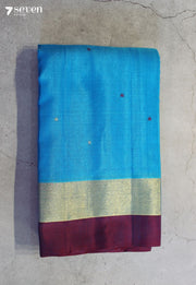 Ratnamysuri Signature Seven Handloom Blue Bangalore Pure Silk Cotton Saree - Seven Sarees - Saree - Seven Sarees