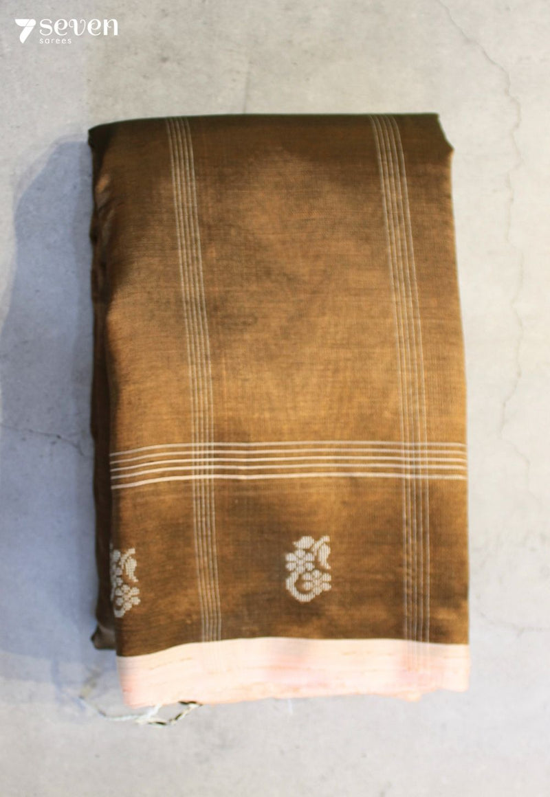 Ratnavaibhavi Signature Seven Handloom Brown Bangalore Vegan Silk Saree - Seven Sarees - Saree - Seven Sarees
